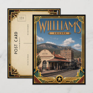 Cartão Postal Williams Arizona Arte Deco Vintage Era de Ouro
