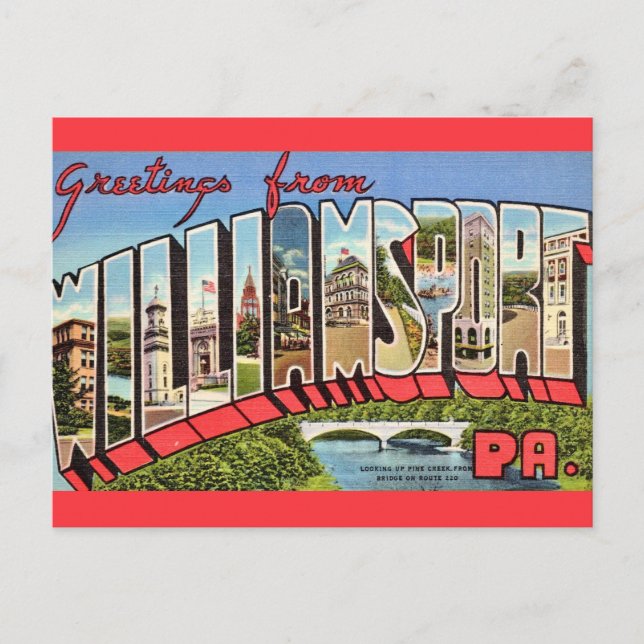 Cartão Postal Williamsport PA Colorida (Frente)