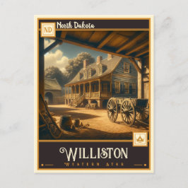 Cartão Postal Williston, Dacota do Norte | Vintage