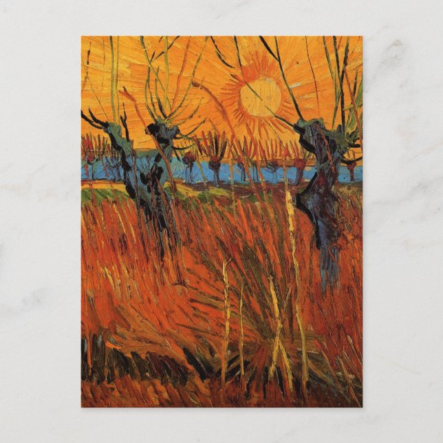Cartão Postal Willows no Sunset por Vincent van Gogh (Frente)