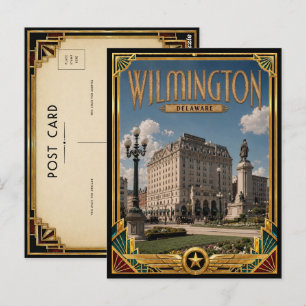 Cartão Postal Wilmington Delaware Arte Vintage Art Deco Idade Do