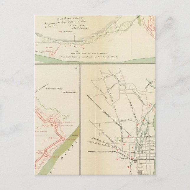 Cartão Postal Wilmington, Ft Caswell, Ilha de Smith, Augusta (Frente)