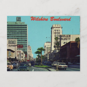 Cartão Postal Wilshire Boulevard, Los Angeles, Califórnia, décad
