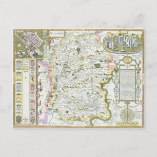 Cartão Postal Wiltshire, gravada por Jodocus Hondius