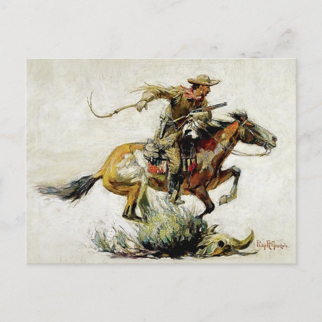 Cartão Postal “Winchester Cavaleiro e Cavalo” de Philip R Goodwi (Frente)