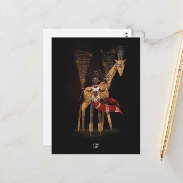 Cartão Postal WIND FLOW GIRAFFE por Alexandra Dikaia (Frente/Verso In Situ)