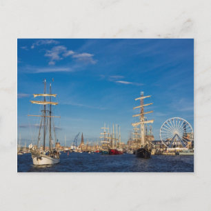 Cartão Postal Windjammer sobre o Hansesail em Rostock (Alemanha)