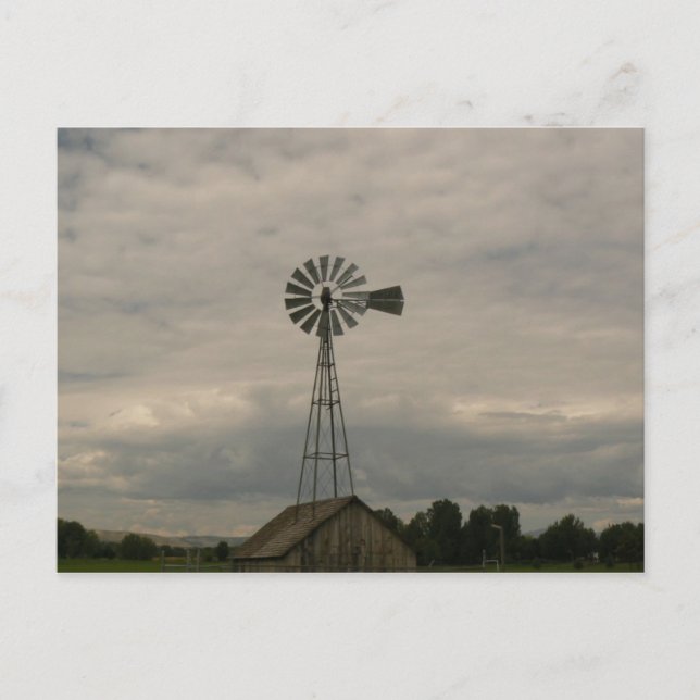 Cartão Postal Windmill & Cloudy Sky (Frente)