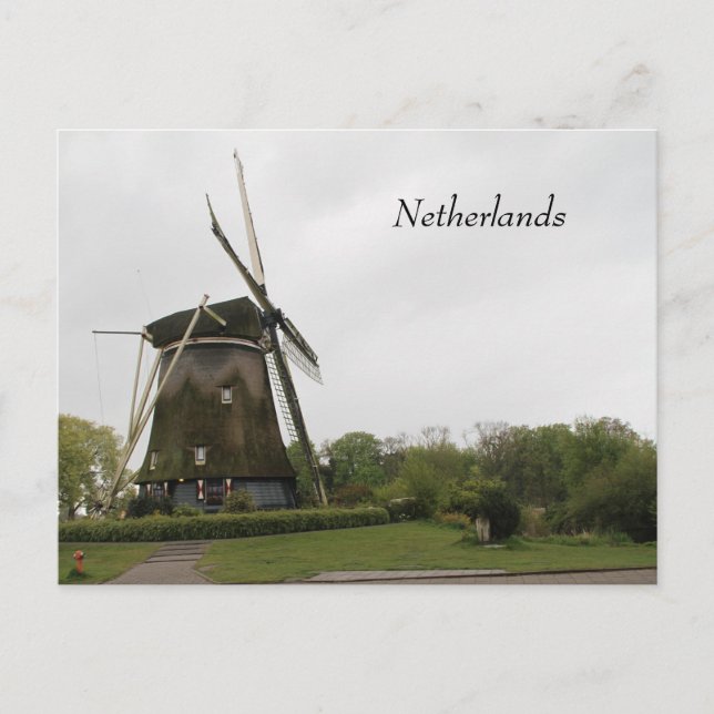 Cartão Postal Windmill, Holland, Países Baixos, Amesterdã, Paíse (Frente)
