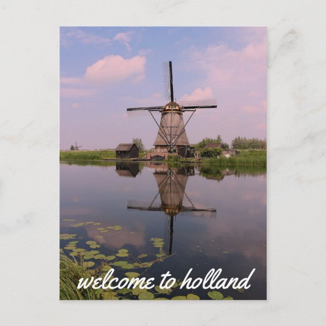 Cartão Postal Windmill Kinderdijk Molen Holland Países Baixos (Frente)