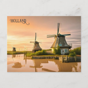 Cartão Postal Windmills Holland Viagem Postal Holandês