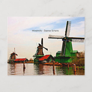 Cartão Postal Windmills-Zaanse Schans