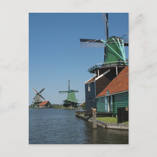 Cartão Postal Windmills Zaanse Schans na Holanda (Frente)