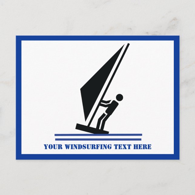 Cartão Postal Windsurfer em preto conselho, personalizado de nav (Frente)