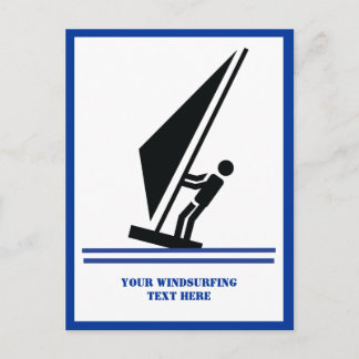 Cartão Postal Windsurfer em preto conselho, personalizado de nav