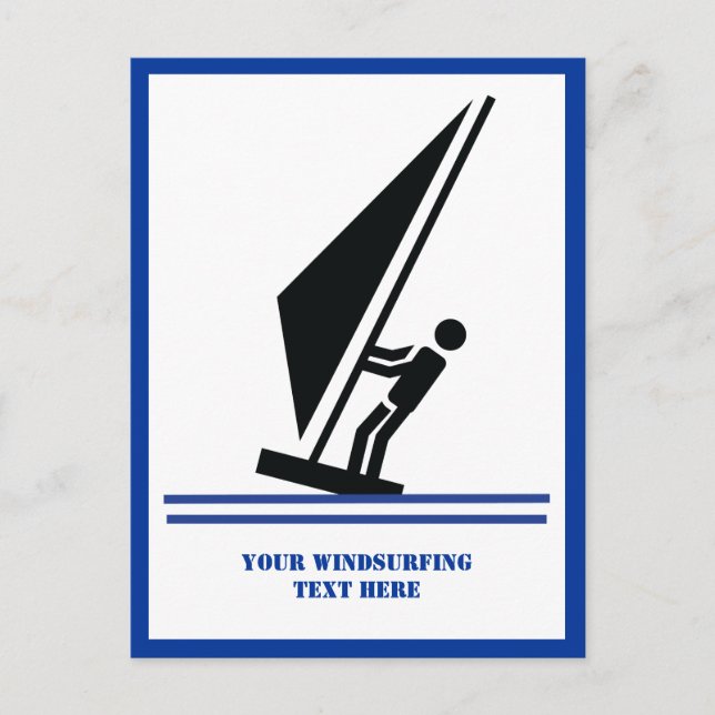 Cartão Postal Windsurfer em preto conselho, personalizado de nav (Frente)