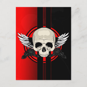 Cartão Postal Wing Skull - RED