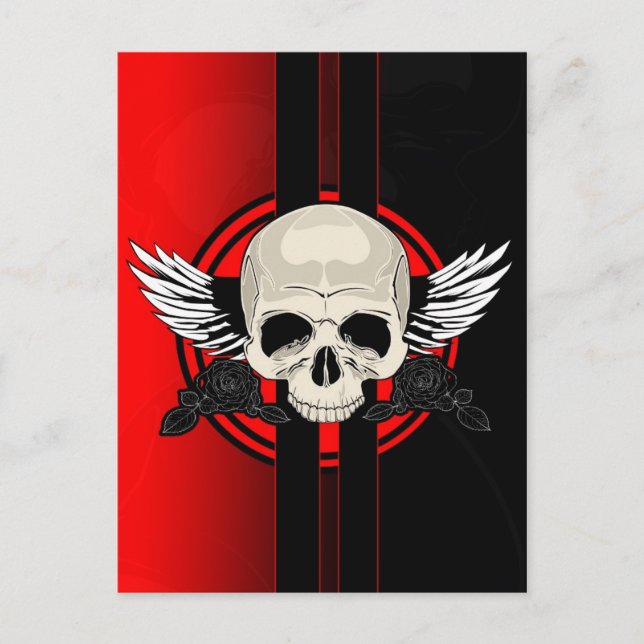 Cartão Postal Wing Skull - RED (Frente)