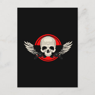 Cartão Postal Wing Skull - RED