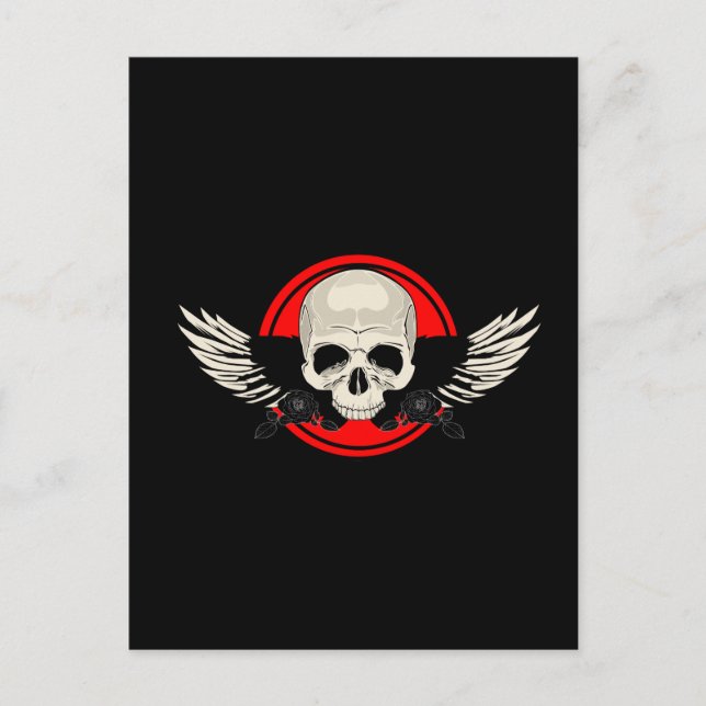 Cartão Postal Wing Skull - RED (Frente)