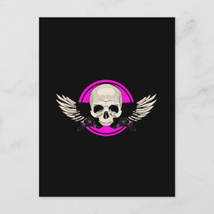 Cartão Postal Wing Skull - Rosa