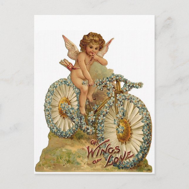 Cartão Postal Wings Love Cupid em Bicicleta (Frente)