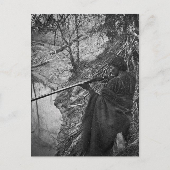 Cartão Postal Winnebago, Chefe Indígena de Pato Caçando Escala d (Frente)