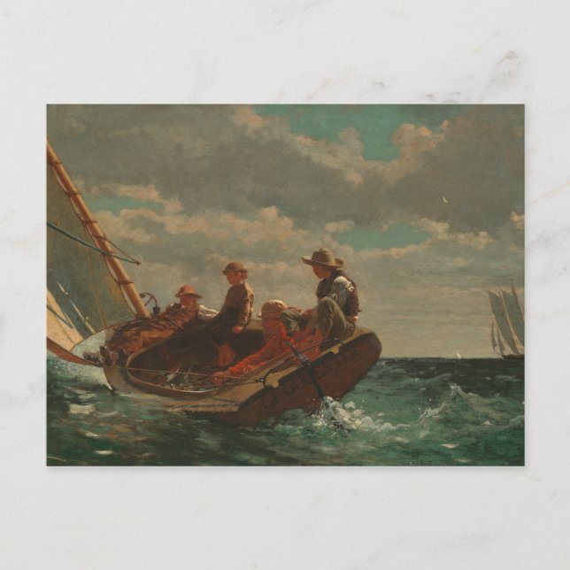 Cartão Postal Winslow Homer - Respirando (Um Vento Justo) (Frente)