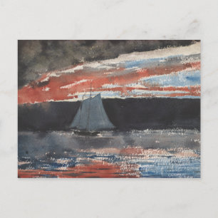 Cartão Postal Winslow Homer - Schooner no Sunset