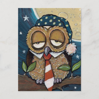 Cartão Postal Winston | Cartão-postal Sleepy Business Owl