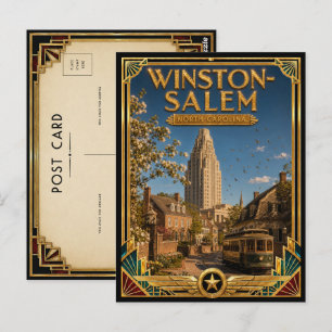 Cartão Postal Winston-Salem Carolina do Norte Arte Deco Vintage