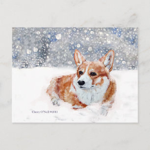 Cartão Postal Winter Corgi