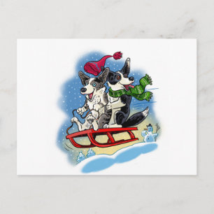 Cartão Postal Winter Corgis