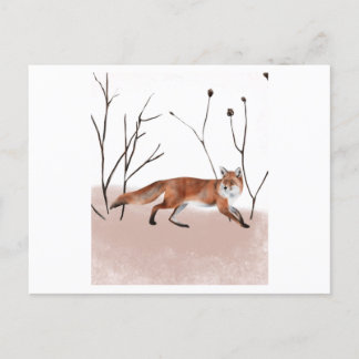 Cartão Postal Winter fox in watercolor painting