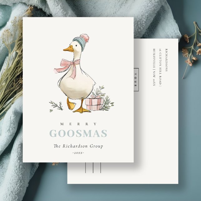 Cartão Postal Winter Goose Christmas Business Corporate Logo (Criador carregado)
