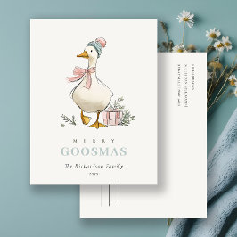 Cartão Postal Winter Goose Christmas Funny Merry Goosmas