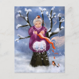 Cartão Postal Winter Granny Abuela de Inverno