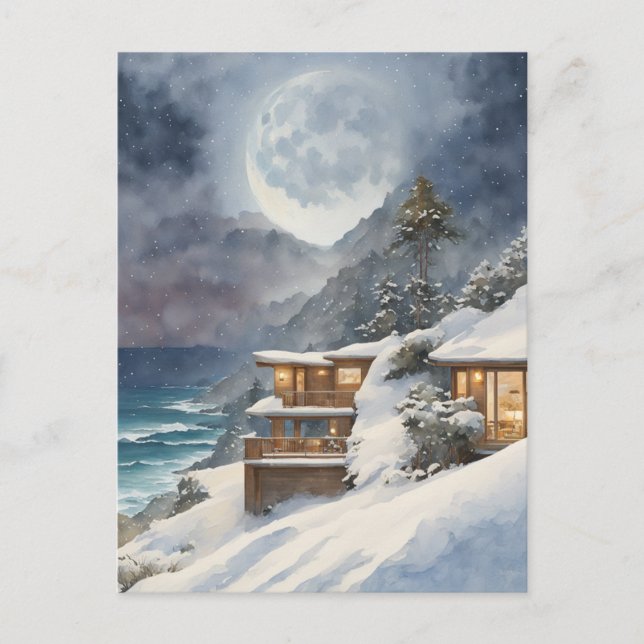 Cartão Postal Winter Moonrise Big Sur (Frente)