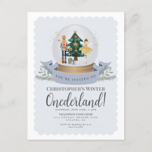 Cartão Postal Winter Onederland Nutcracker convida primeiro aniv