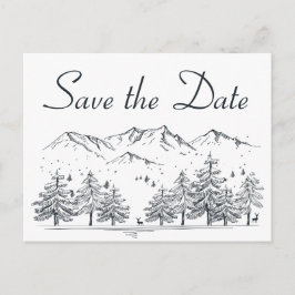 Cartão Postal Winter Save the Date Mountain Weding Noivado