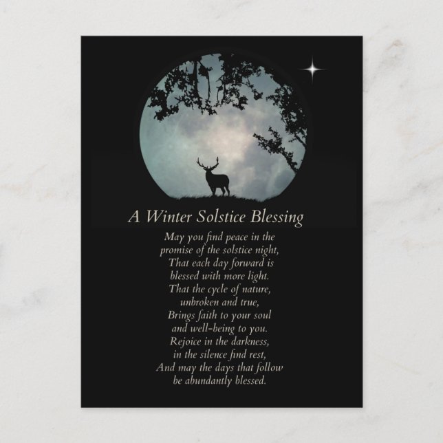 Cartão Postal Winter Solstice Blessings Elk and Moon (Frente)