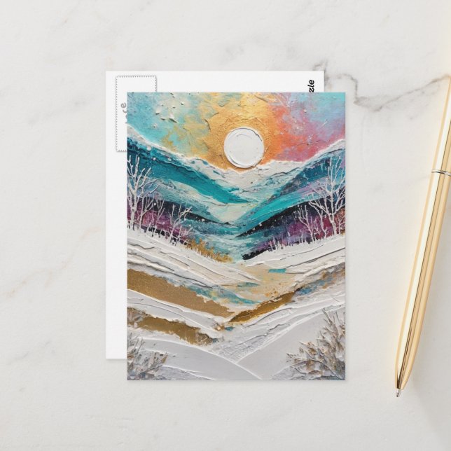 Cartão Postal Winter Trees and Snow Painting (Frente/Verso In Situ)