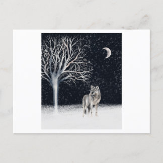 Cartão Postal Winter watercolor painting of a wild wolf