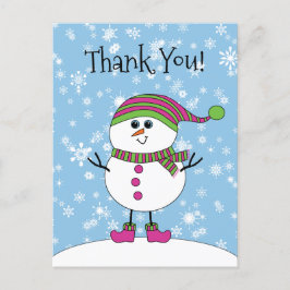 Cartão Postal Winter Whimsy Snowman Obrigado