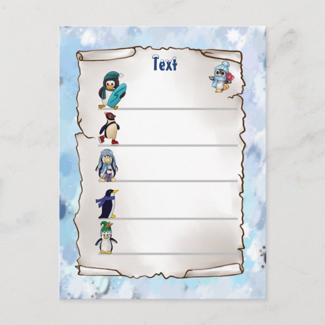Cartão Postal Winterpinguin (Frente)
