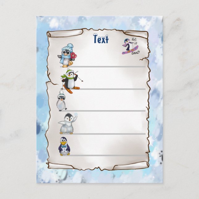 Cartão Postal Winterpinguin (Frente)