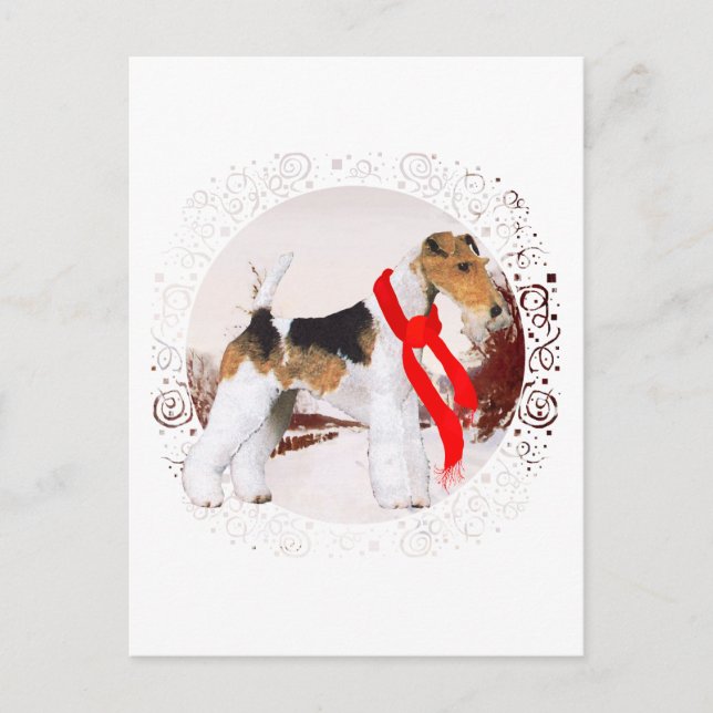 Cartão Postal Wire Fox Terrier Inverno (Frente)