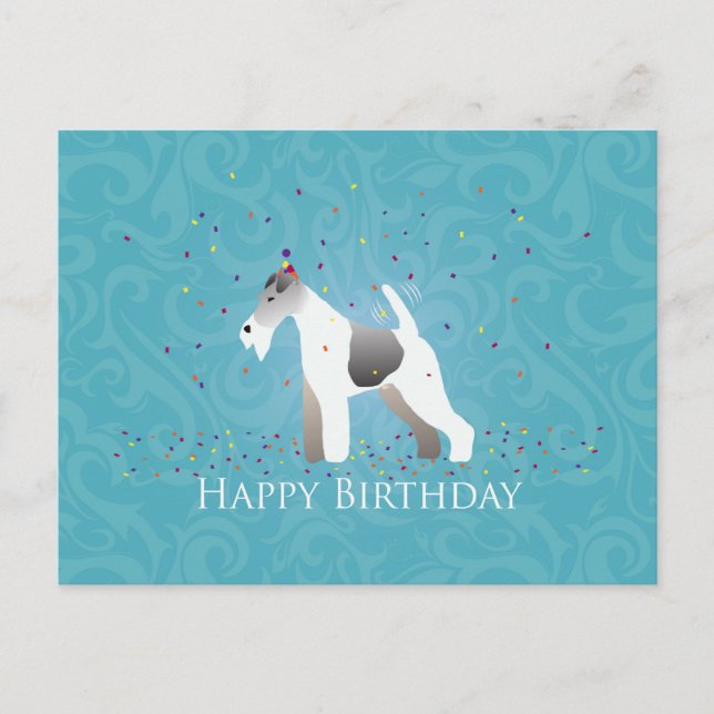 Cartão Postal Wire Fox Terrier Silhouday Design (Frente)