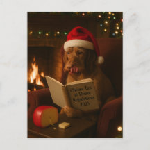 Wire haired Vizsla 'Cheese Tax' Christmas postcard
