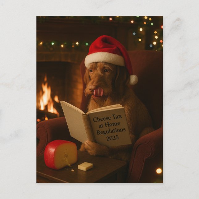 Cartão Postal Wire haired Vizsla 'Cheese Tax' Christmas postcard (Frente)